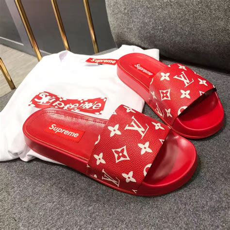 supreme lv shoes replica|supreme louis vuitton slippers.